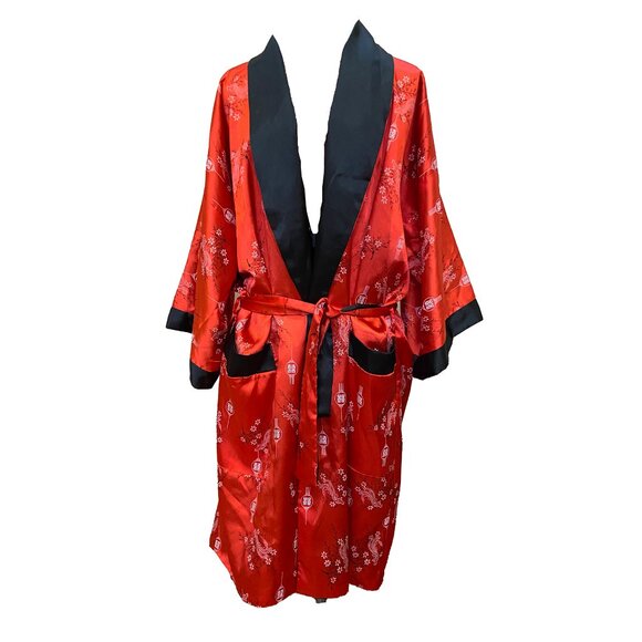 Vintage reversible silk bathrobe from China with a dragon - Picture 5 of 8